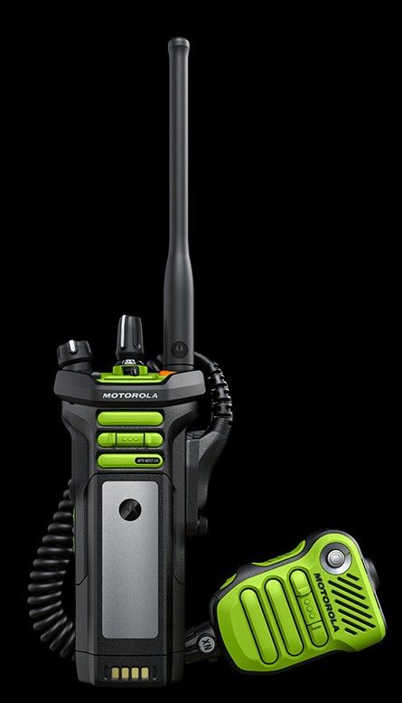 Black handheld walkie talkie device